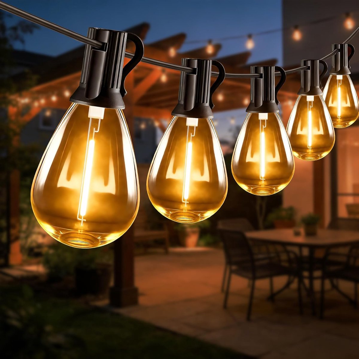 SnelShoppen - HeiPard Led-lichtsnoer voor buiten, 10 m, 15+1 S11 gloeilampen, dimbaar met afstandsbediening, waterdicht lichtketting voor tuin, balkon