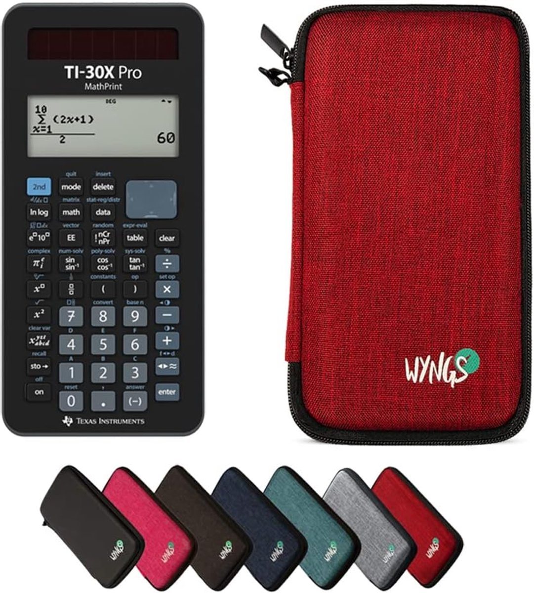 SnelShoppen - Basispakket Rood met TI-30X Pro Rekencalculator, Hoog Resolutie Scherm, Kansrekening, Inclusief Beschermhoes en Verlengde Garantie