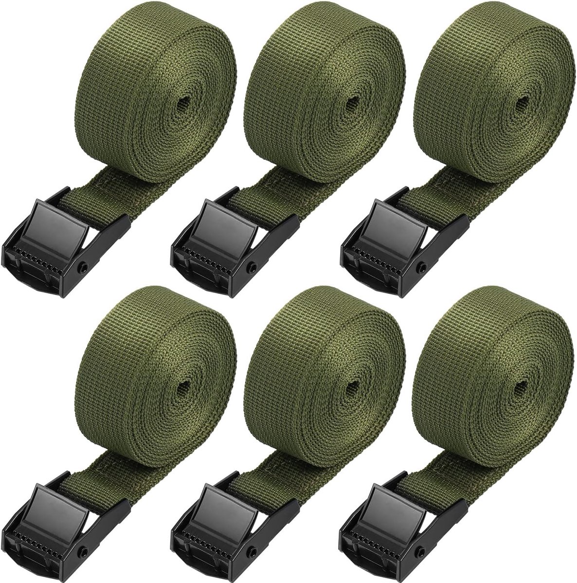 SnelShoppen - 6 Stuks Lashing Straps Palm Straps - Sterke Cam Buckle Bevestigingsriemen - RVS Voor Motorrijden, Fietsen, Bagage en Pakketten (250x2.5c