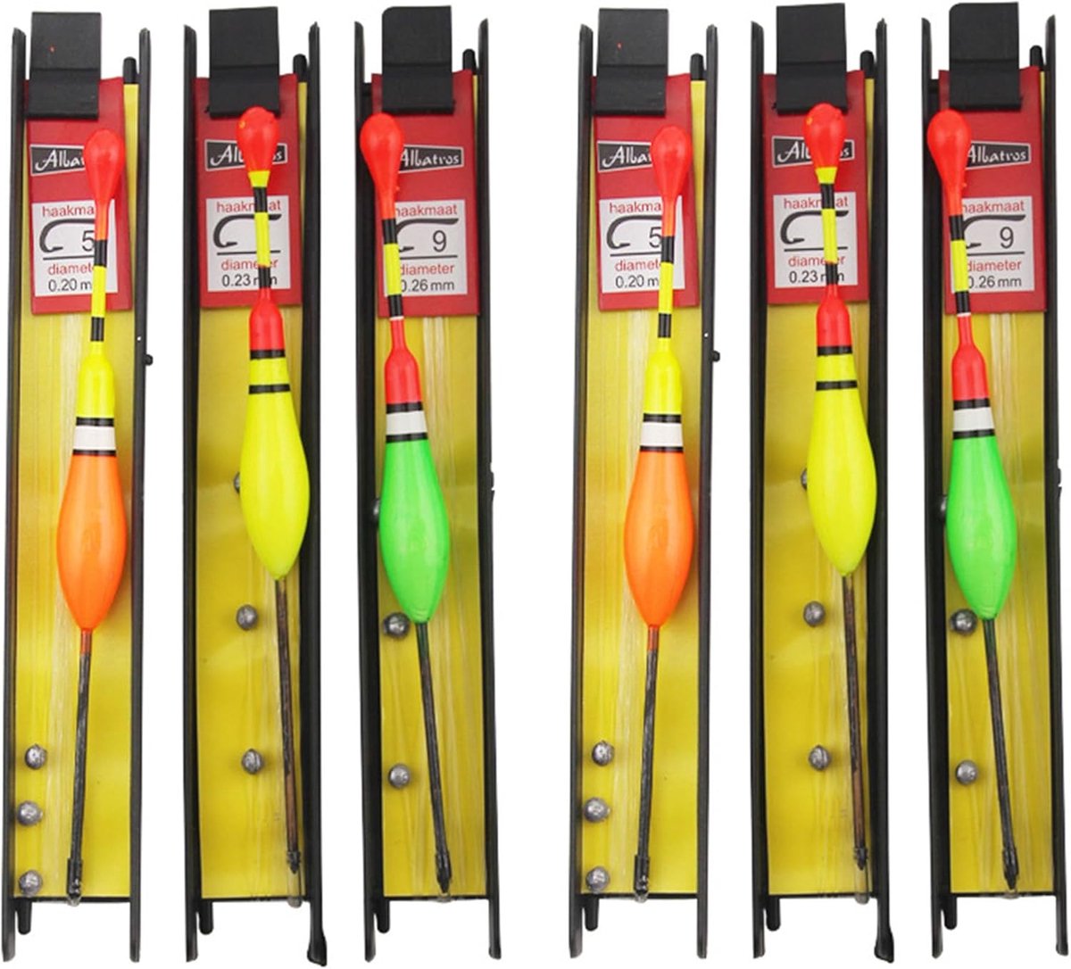 SnelShoppen - 6 delige Vissen Zwemmer Set met Haak en Loodgewicht voor Karper en Forel - Hoogwaardige Houten Vissersaccessoires voor Comfortabel Visse