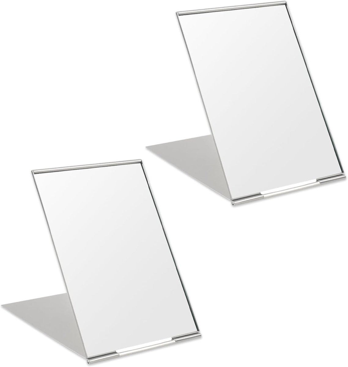 SnelShoppen - 2 Pcs Ultra Dun Vouw Spiegel, 8.5 x 5 cm Compact Reiskosmetiek Spiegel, Opvouwbare Handtas Make-up Spiegel met Stand, Perfect voor Reize