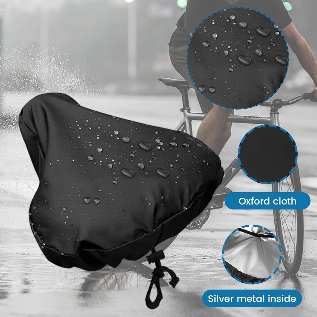 2 stuks - Zadelhoes Waterdicht - Regenhoes voor fietszadel - 24 x 27 cm - Regen- en stofbestendig - Elastische regenhoes - Fietsaccessoires - Past op de meeste fietszadels - Zwart