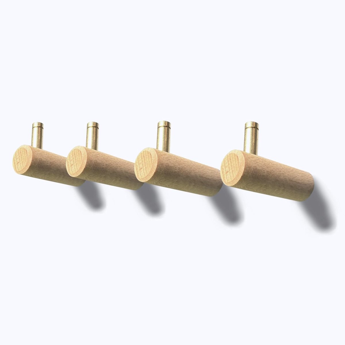 SnelShoppen - Set van 4 Wandhaken Houten Kapstokken Scandinavisch Design | Stevige Houten Wandhaken voor Jassen, Handdoeken in Hal, Slaapkamer, Badkam