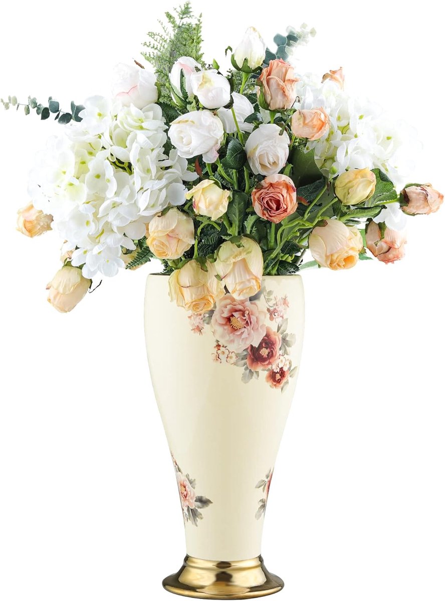 SnelShoppen - 12 inch Vintage Keramieken Bloemenvase voor Thuisdecoratie, Kleine Decoratieve Vaas voor Bloemstukken, Bruiloft Decoratie, Schap Decor,