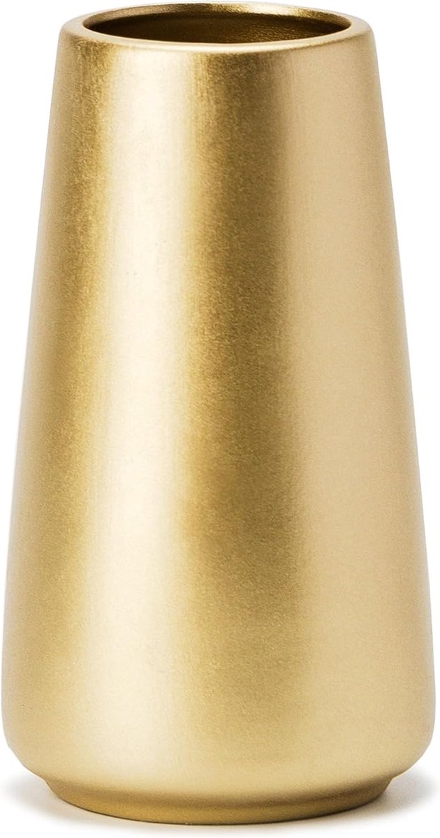 SnelShoppen - Light Gold Vaas 15 cm - Gouden Keramische Bloemenvaas voor Huis/Tafel/Aanvullende Decoratie - Minimalistische Moderne Vazen - Perfect vo