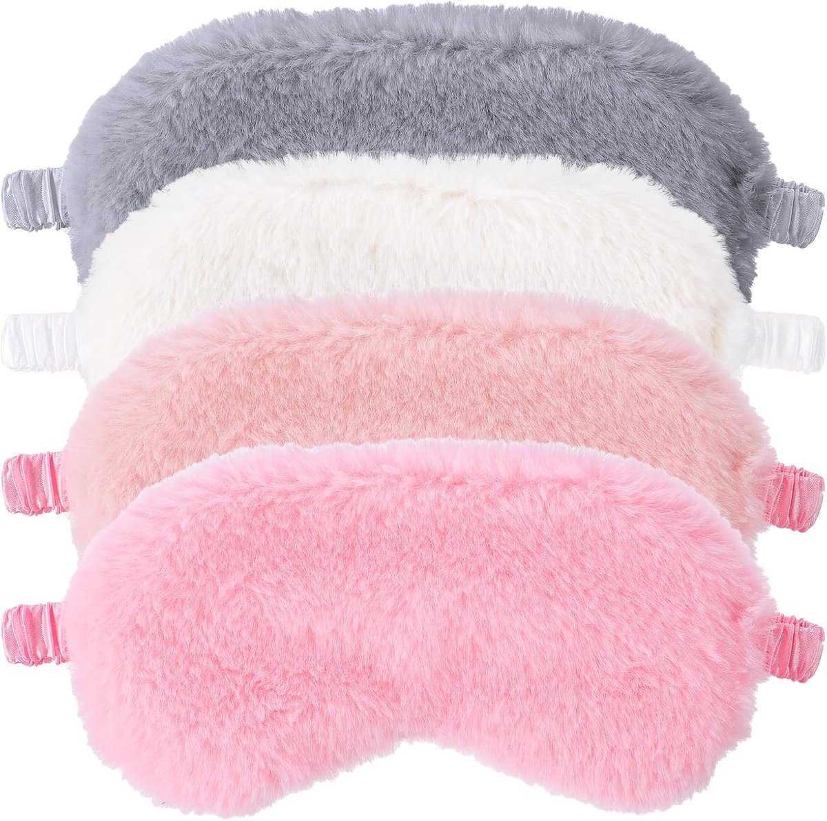 SnelShoppen - 4 Stuks Pluche Oogmasker - Zacht Slaapmasker voor Kinderen - Oogmasker voor Slapen, Reizen en Dutjes - Verstelbare Elastische Band - Gee
