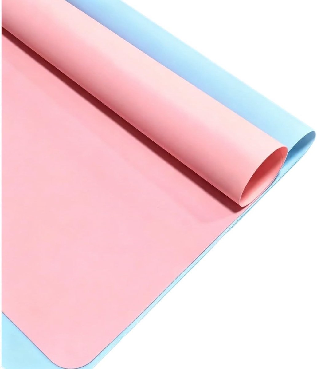 SnelShoppen - Antislip Siliconen Knutselmat (2 stuks) | 40 x 30 cm Kinderen Schilderonderlegger voor Hars, Afwasbaar en Hittebestendig, Roze en Blauw