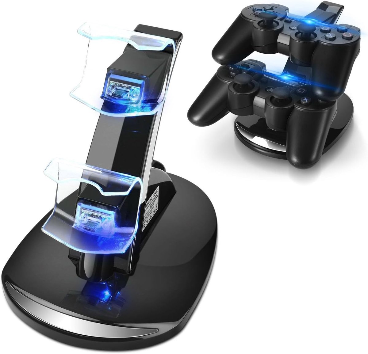 SnelShoppen - TNP Controller Oplaadstandaard voor PlayStation 3, Dualshock 3 Docking Station met 2 USB-poorten, Led-indicatoren, Slim Zwart, Ruimtebes