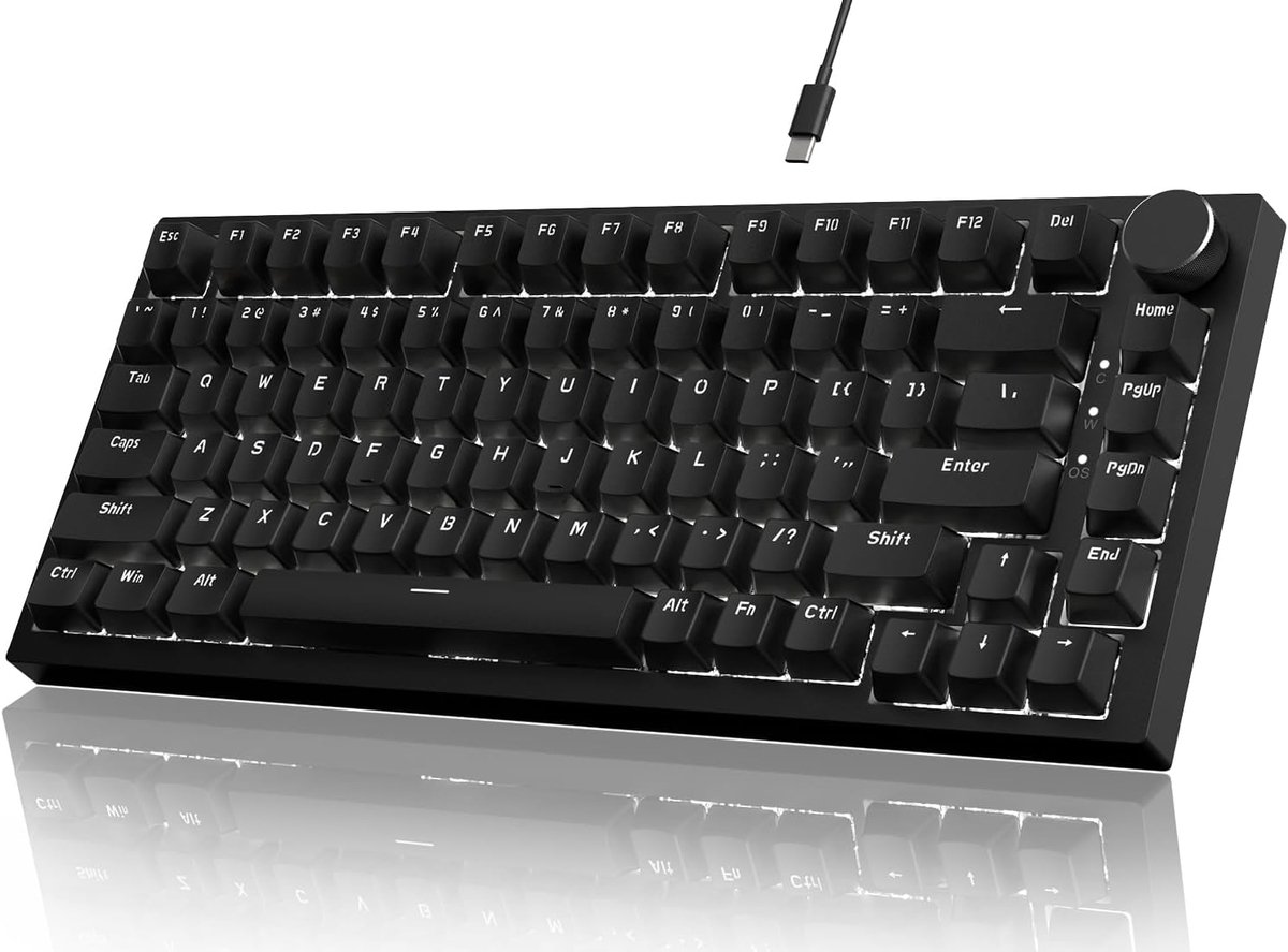 SnelShoppen - YINDIAO Ajazz AK820 Mechanisch Toetsenbord Gaming, 75% ANSI-Indeling, 81 Toetsen, Bedraad, Hot-Swappable, Rode Schakelaar, Geluidsabsorb