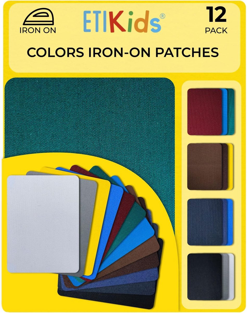 SnelShoppen - Patches om op te strijken, Reparatiepatches voor Binnen en Buiten, Decoratieset Meerkleurig, 12 Strijkpatches 8,7 x 10 cm voor Kleding,