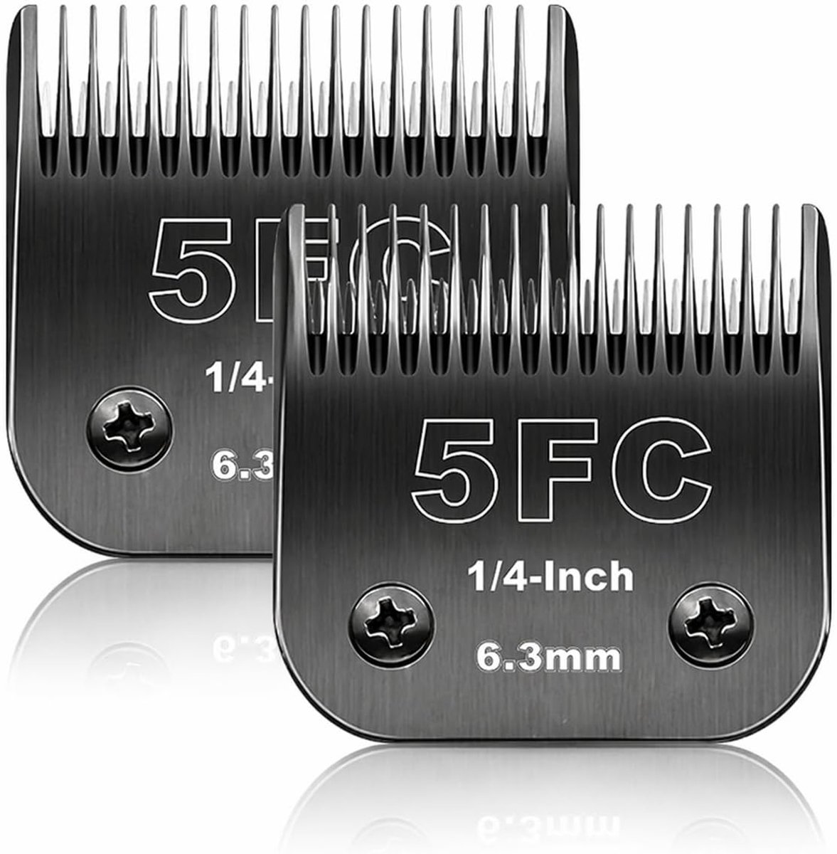 SnelShoppen - Reservemes voor Hondenverzorging - 2 Stuks 5F Tondeuse Lemmet - Snijlengte 1/4 Inch (6,3 mm) - Compatibel met Diverse Tondeuses - Zwart