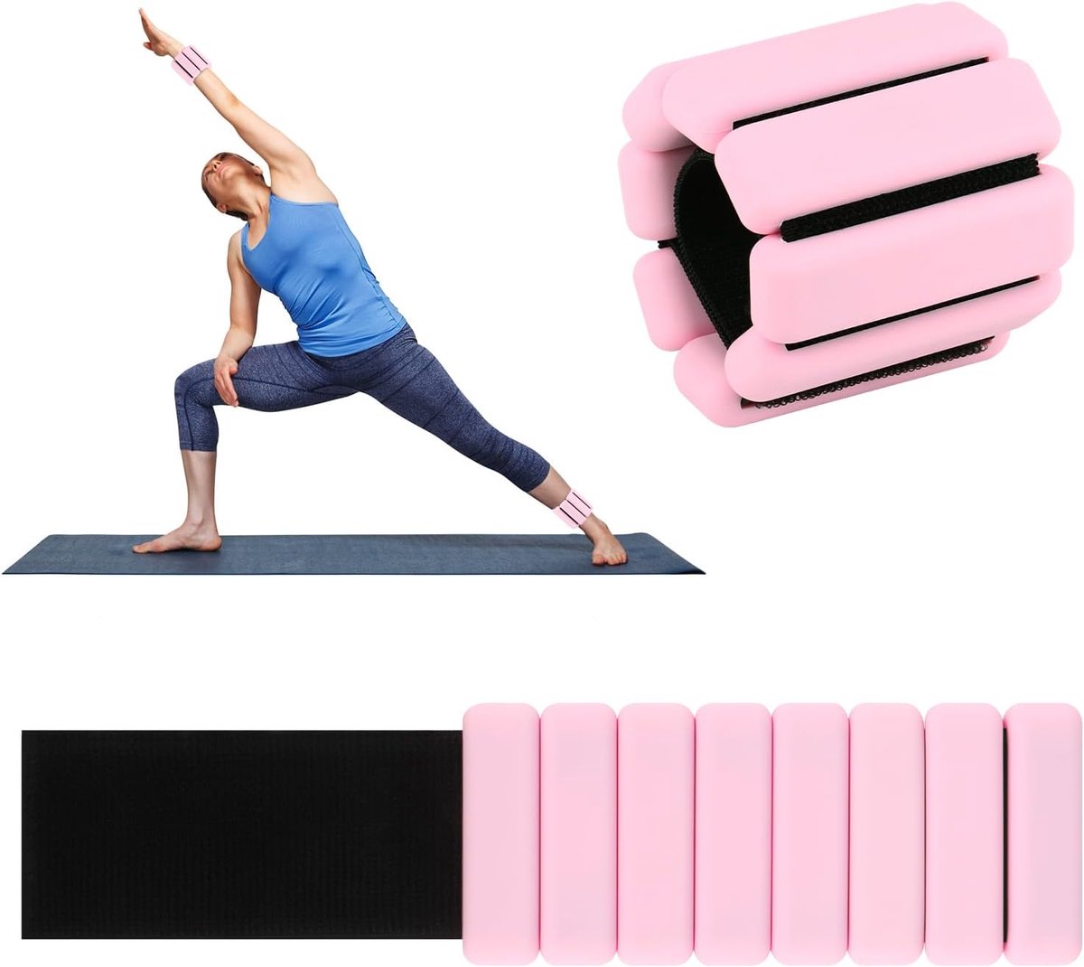 Thijox - 2 stuks Gewichtsmanschetten voor Benen en Armen (0,45 kg elk) - Enkelgewichten, Polsgewichten voor Yoga, Dans, Pilates, Barre, Joggen, Aerobi