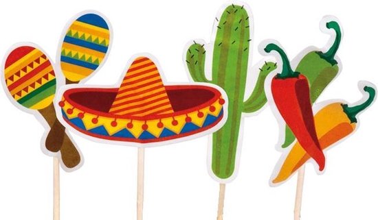 New Age Devi - Maak je Mexicaanse feest compleet met cocktailprikkers - 24 stuks - 9 cm - hapjes prikkers - Mexicaans thema - wegwerp - Viva Mexico