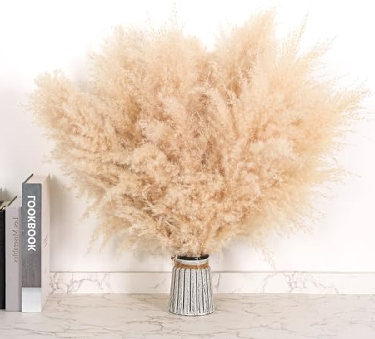 Groot Pampasgras - Gedroogde plant - Decoratie Huis - Natuurlijke Sfeer - 1 Stuk - Tan