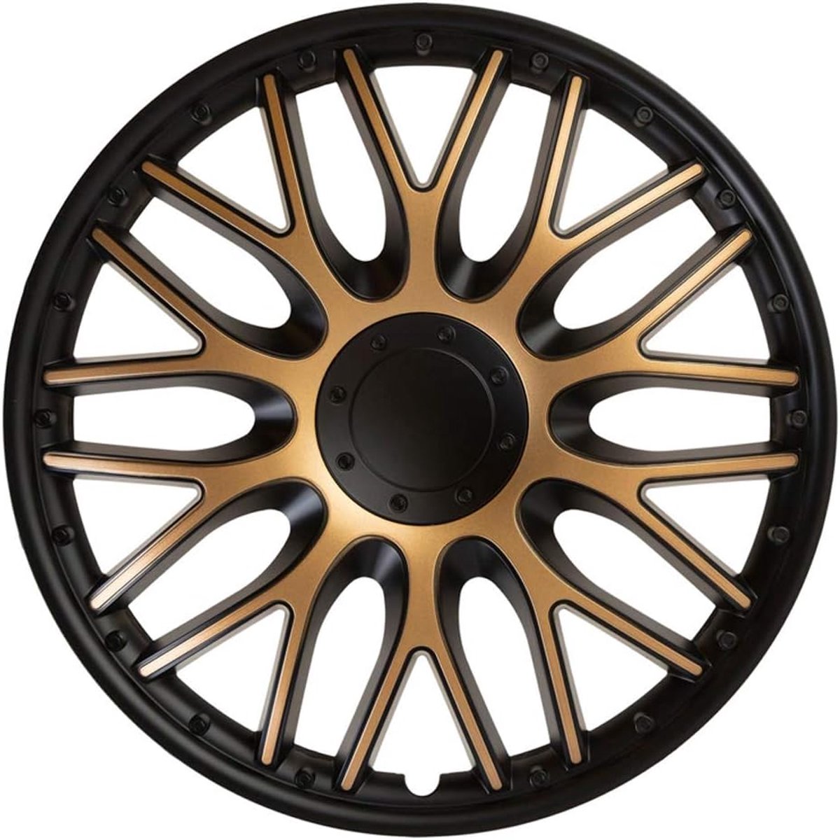 SnelShoppen - 4-Delige Wieldoppenset 16-inch Zwart/Goud - Uniek Design, Hoogwaardig ABS-Kunststof, Perfect voor Auto Verfraaiing, Diverse Kleuren Besc