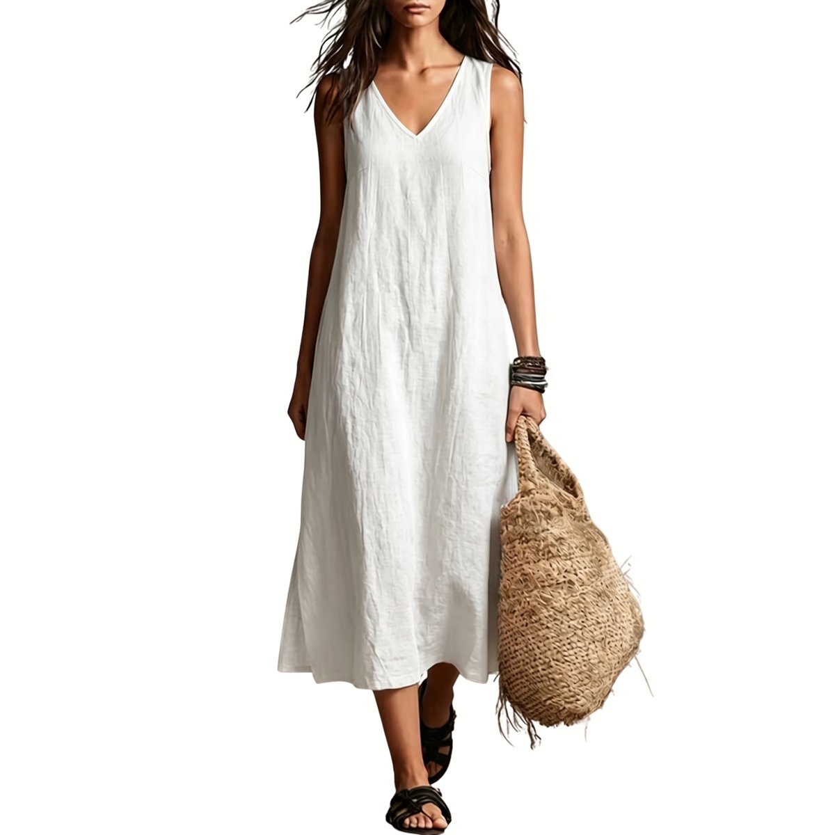 Currero Linnen Jurk Dames Blouse Zomer Shirt Jurkjes Voor Dames Ibiza Jurken Wit