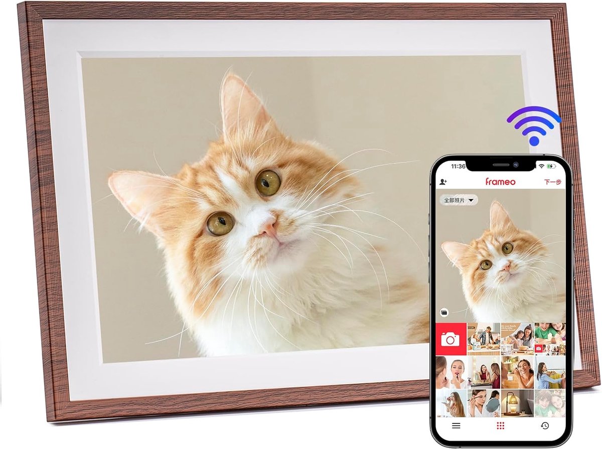 SnelShoppen - 32GB Digitale Foto Frame 10,1 Inch, WLAN, IPS-LCD Touchscreen, Automatische Rotatie voor Foto's en Video's - Perfect voor Thuis, Feesten