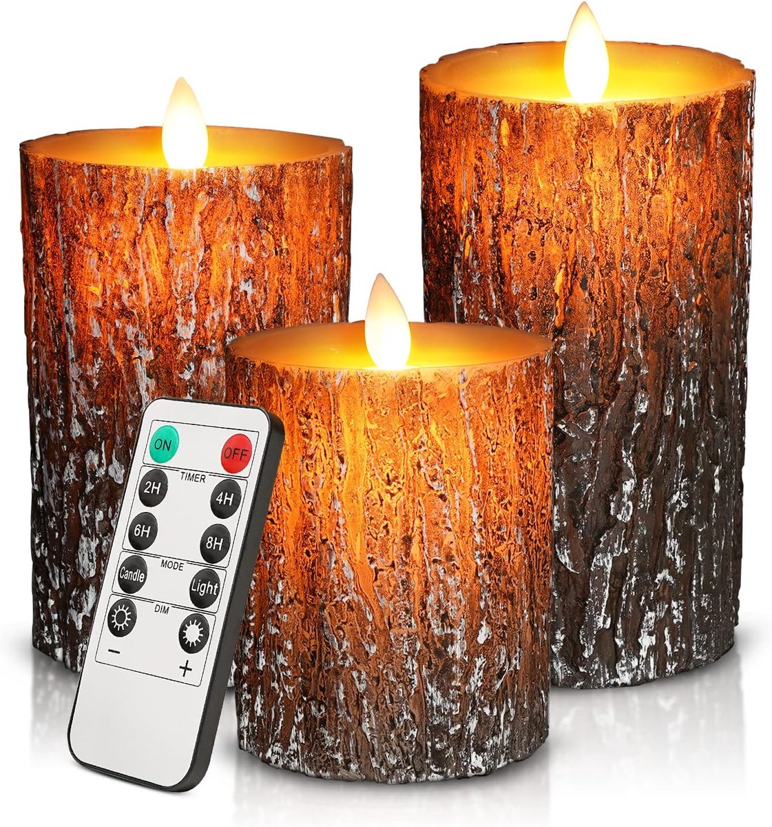 SnelShoppen - Vlamloze LED Kaarsen Set van 3 - Flikkerende Ivoren Was Kaarsen met Afstandsbediening - Decoratief voor Feesten, Tuin, en Binnen - Pine