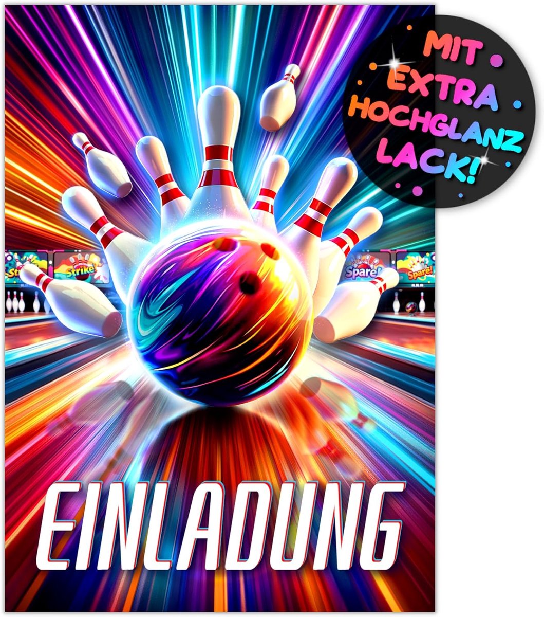 SnelShoppen - 12 x Bowling Uitnodigingskaarten voor Kinderfeestjes, Bowling Party, Feestkaarten voor Jongens en Meisjes, Perfect voor Bowlingbaan, Ver