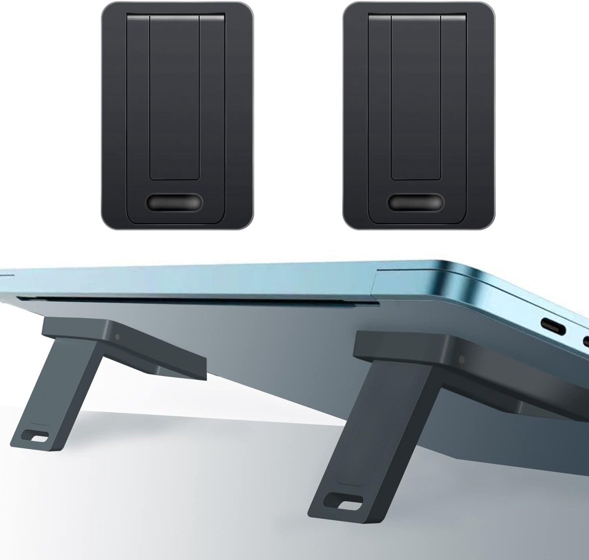 SnelShoppen - OYE Vouwbare Laptopstandaard - 2 Draagbare Mini Stands, Onzichtbare Koeling, Universeel, Antislip voor MacBook Pro, Air, Surface Tablets