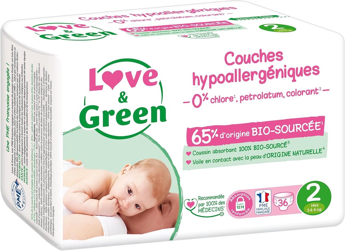 SnelShoppen - Gezonde en Milieuvriendelijke Baby Luiers - Maat 2 (3-6 kg) - 36 Stuks - Absorberend, Lekvrij en Vrij van Ongewenste Ingrediënten