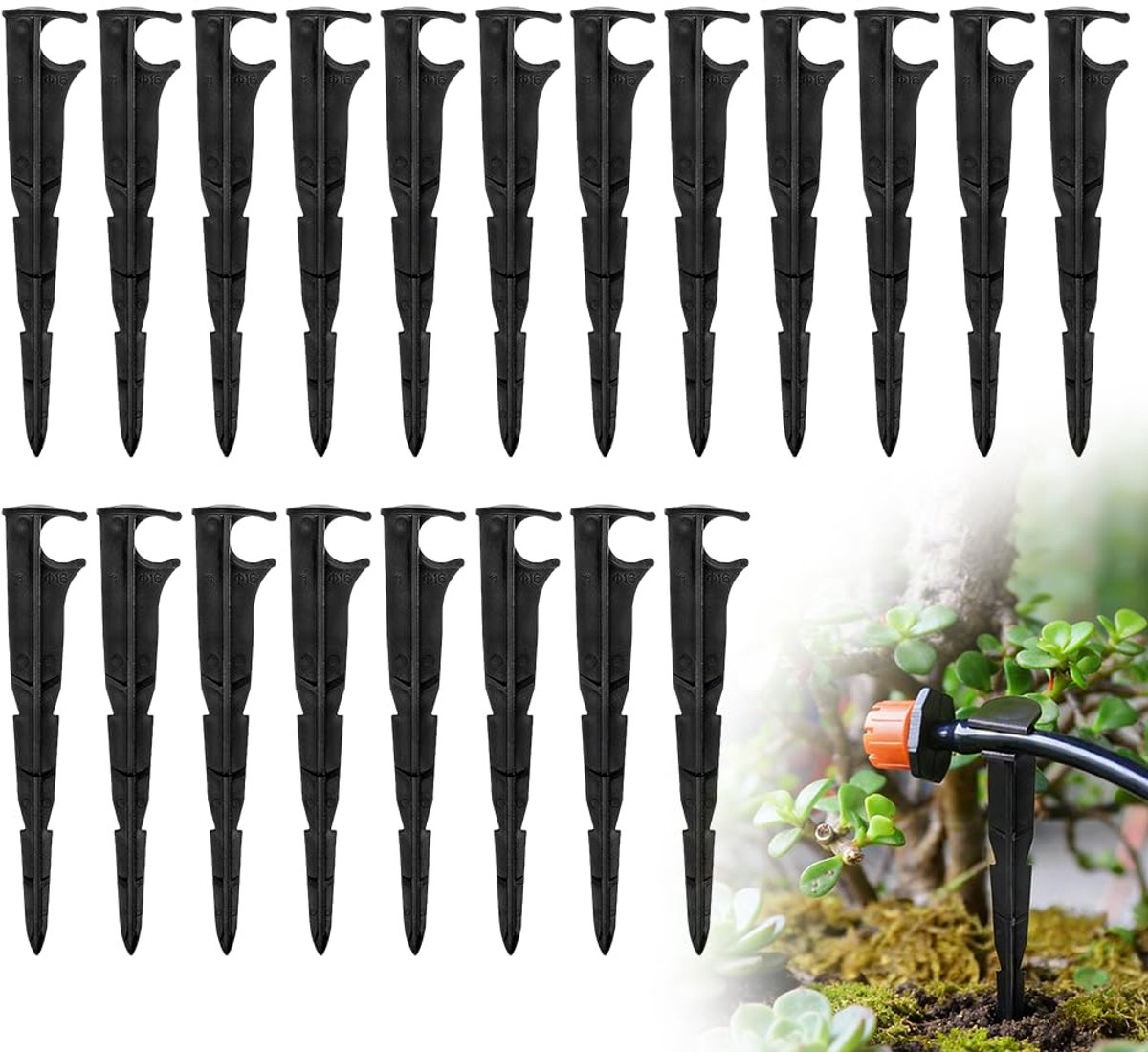 SnelShoppen - 20 Stuks Micro Drip Buishouders, Druppelsteunen, Tuinslangankers, Irrigatiesteunpalen, UV-bestendig, Corrosiebescherming, Perfect voor T