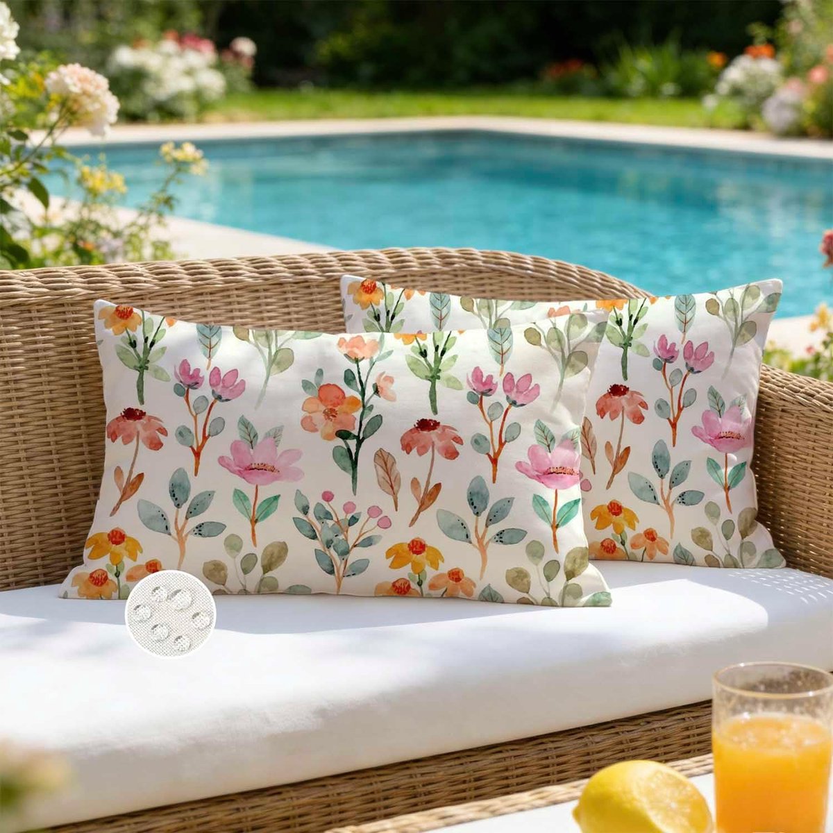 SnelShoppen - Housse Coussin Waterproof 30x50 cm Bloemen Motief Decoratieve Kussenhoezen Set van 2 - Bohemian Tuin en Salon Decoratie