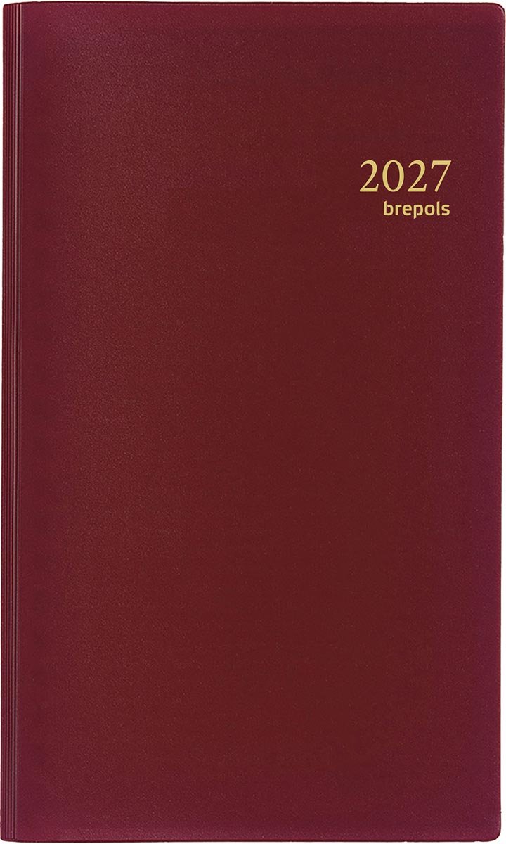 Brepols Agenda 2024 - Interplan - Seta PVC - uitneembaar ABC - 9 x 16 cm - spiraal - Bordeaux