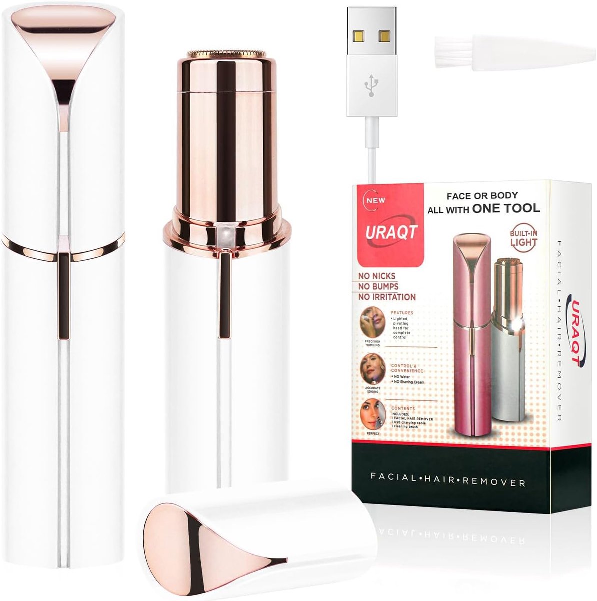 SnelShoppen - Pijnloze Gezichts Haarverwijderaar voor Vrouwen - Oplaadbare Mini Epilator - Draagbare Elektrische Scheerapparaat voor Lippen, Gezicht e