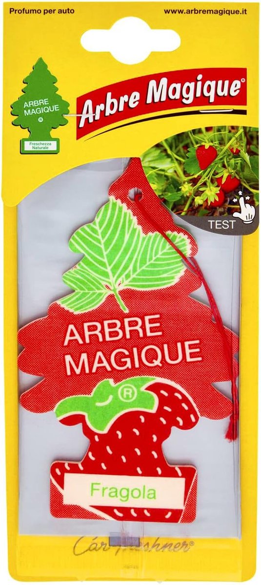 SnelShoppen - Auto Luchtverfrisser Aardbeien, 3 Stuks, Tot 7 Weken Geur, Hangend, Cellulose, Kleurvolle Boomvorm, Ideaal Voor Auto, Thuis, Cadeau