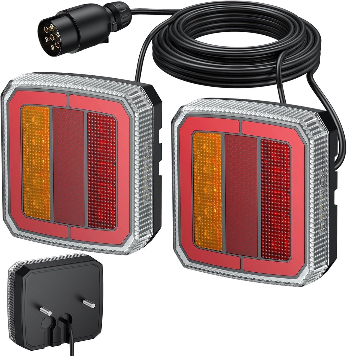 SnelShoppen - LED Achterlichten voor Trailer met 40 LEDs, 12-30V, 7-polige Trailer Lichtset met 7.5 m Kabel, E57 E9, Waterdicht IP65, Schroefmontage,
