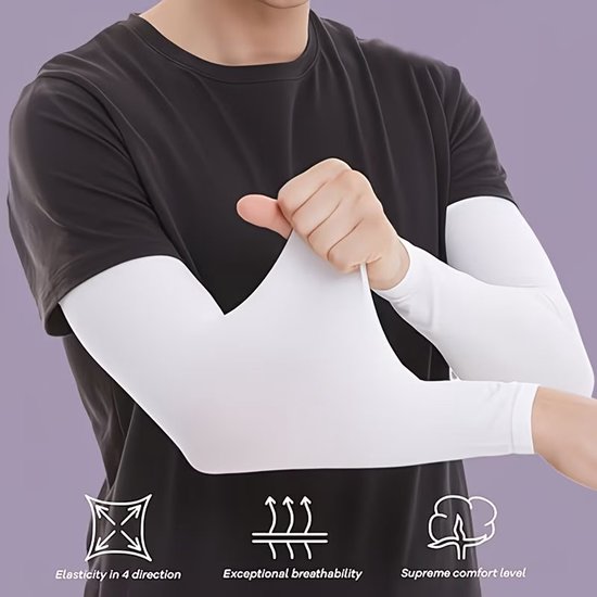 Compressie Arm Sleeves - 3 Paar (6 Mouwen) - Verkoelende Sportmouwen - UV Bescherming - Ademend & Sneldrogend - Hardlopen, Fietsen, Motorrijden, Fitness - One Size (M–XL) - Zwart, Wit & Grijs — afbeelding 2