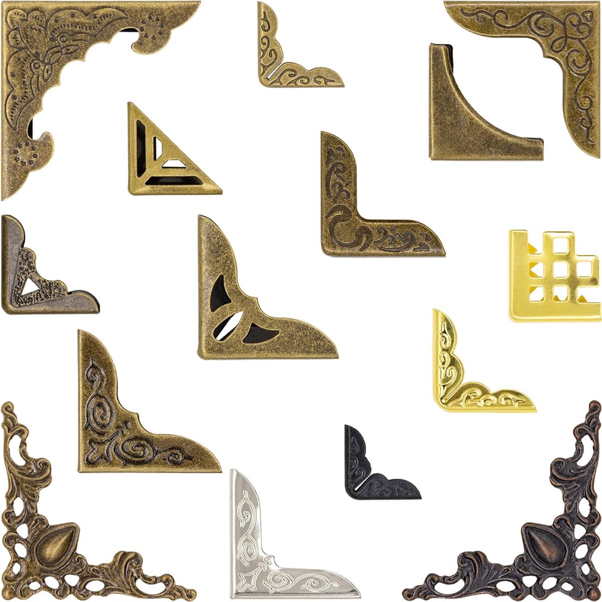 SnelShoppen - 60Pcs Metaal Boeken Hoekbeschermers - Vintage Bronzen Boek Hardware - Antieke Hoekbescherming voor Scrapbooking en Fotoalbums - Decorati