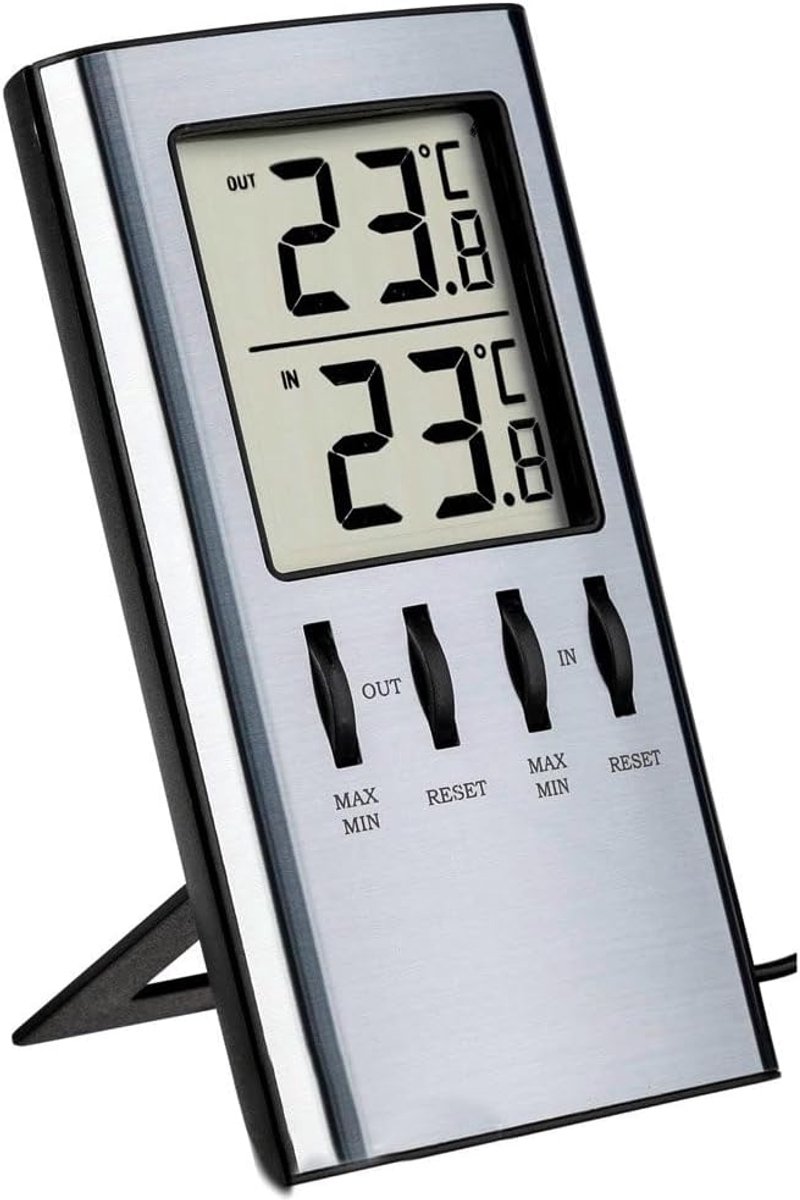 SnelShoppen - Digitale Thermometer voor Binnen en Buiten - Temperatuurmeting - Ideaal voor Vriezer en Aquarium - Max/Min Waarden - Weerbestendig - Zwa