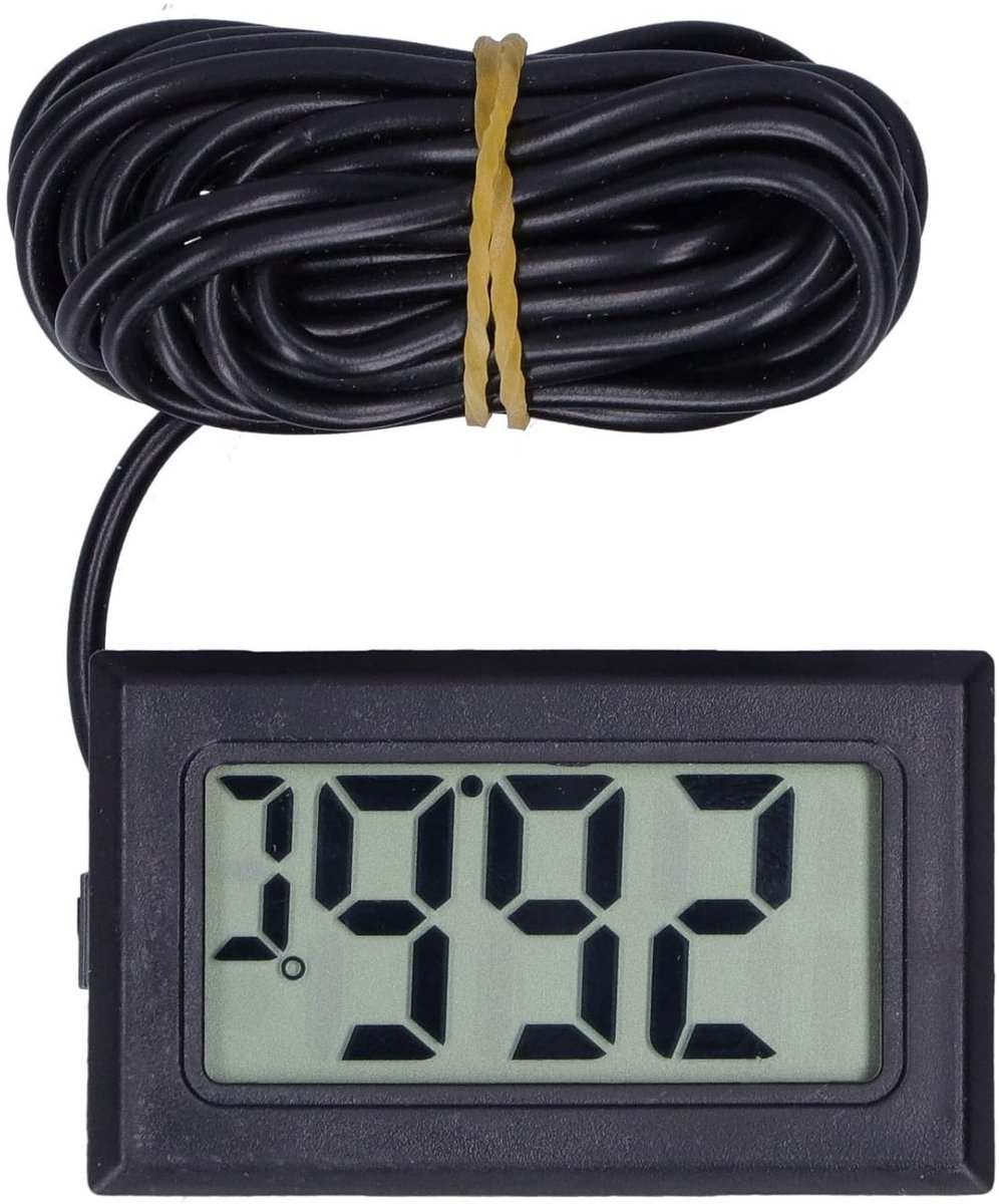 SnelShoppen - Digitale LCD Thermometer met NPT, Elektronische Mini Temperatuurmonitor van -50°C tot 110°C met Externe Probe voor Koelkasten, Vrieskist