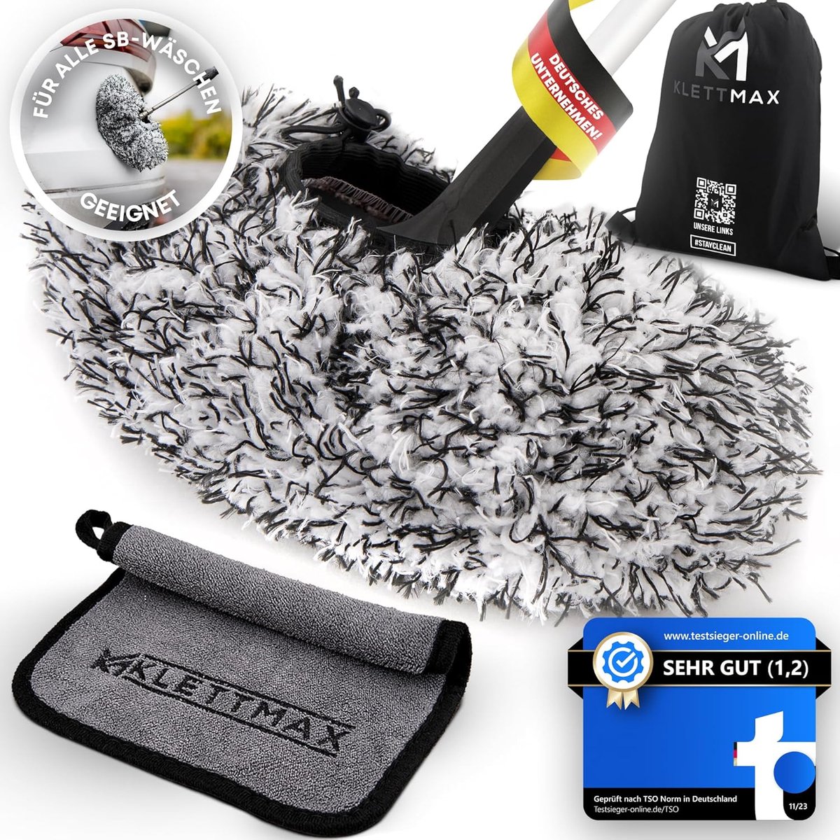 SnelShoppen - Klettmax Brush Cover Deluxe - Bescherming voor Autowasborstels - Microvezel, Zacht, Krassenvrij, Voor Zorgvuldig Autowassen - Universele