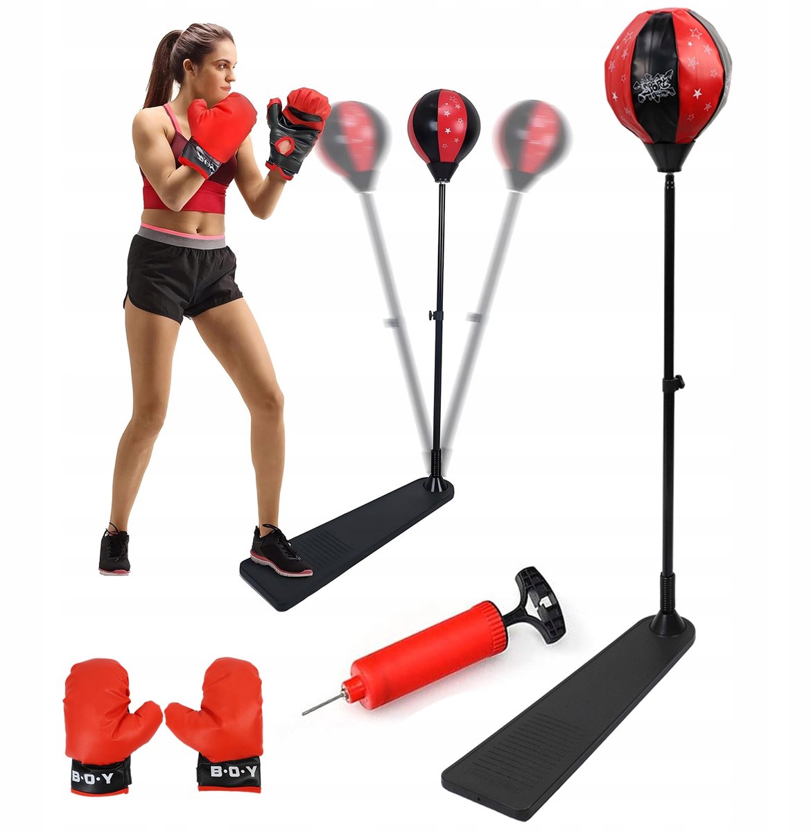 Boksbal op Voet voor Kinderen - Bokszak 125 cm - voetpedaal - antislip - met handschoenen - Boxing Bag - voor Kinderen en Volwassenen - volwassenen en kinderen - reactietraining