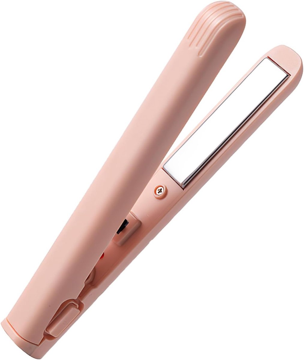 SnelShoppen - Mini Stijltang 2-in-1 – Snelle Opwarming 30s – Keramische Reis Stijltang & Krultang - 170°C Roze - Perfect voor Feest en Reizen