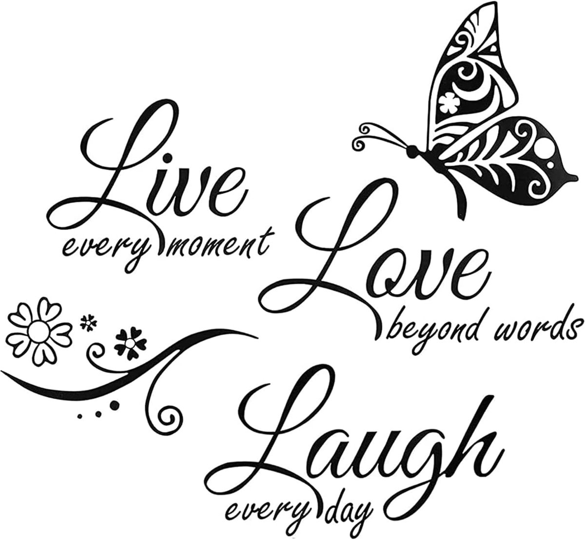 SnelShoppen - VIKSAUN Live Love Laugh Muursticker - Motiverende Wanddecoratie voor Kinderen en Volwassenen - Inspirerende Citaten voor Thuis - Kunst v