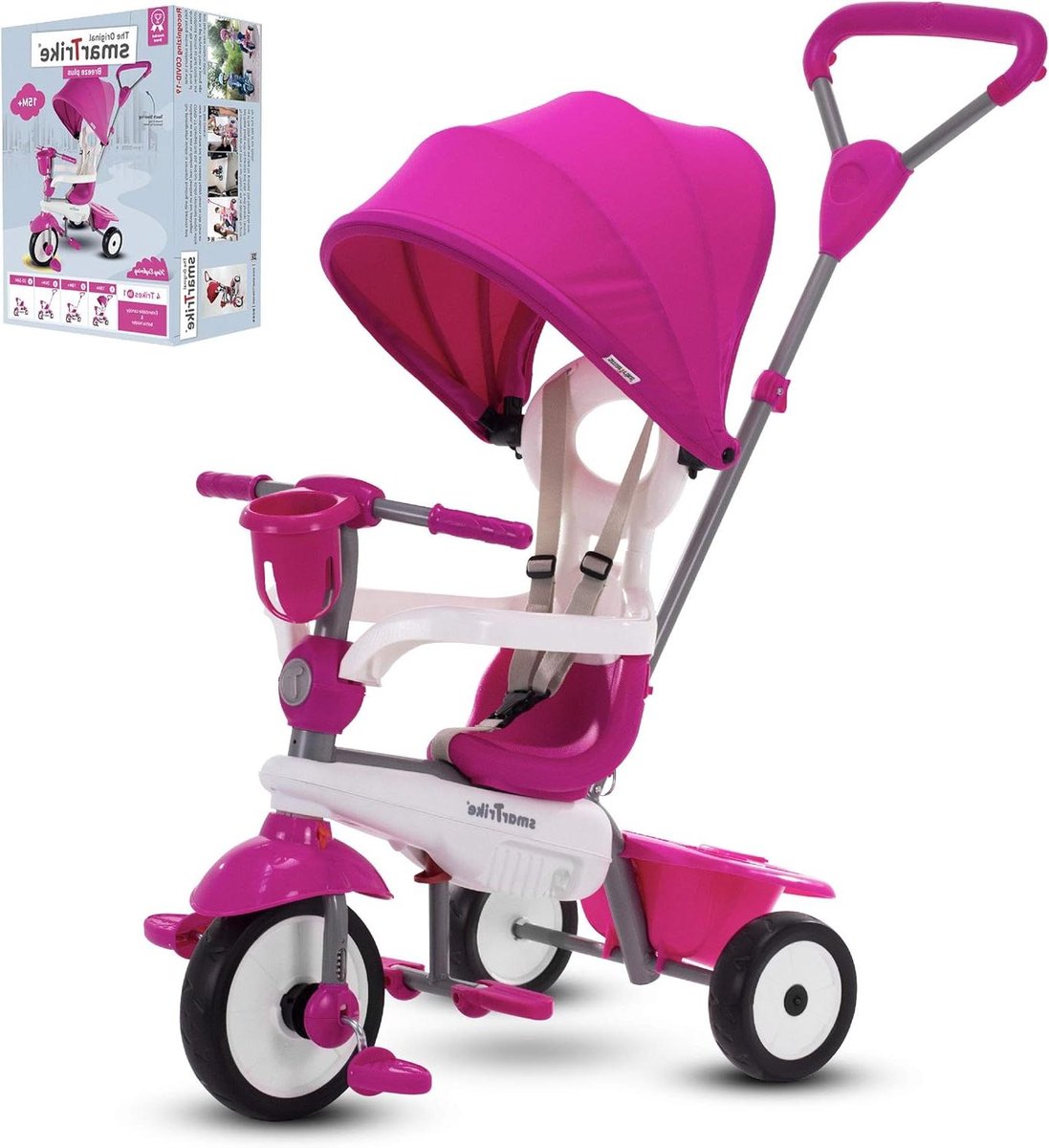 Peuter Driewieler - Wandelwagen Push Bike - Buiten Spelen - Groeit Mee Met Kind - 97 cm Hoog - Prinses Roze