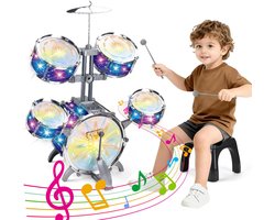 Kinder Drumstel - Speelgoeddrumstel - licht en geluid - 30° kantelhoek - Muzikaal Speelgoed - voor muziekonderwijs en peuters - Jongens en Meisjes
