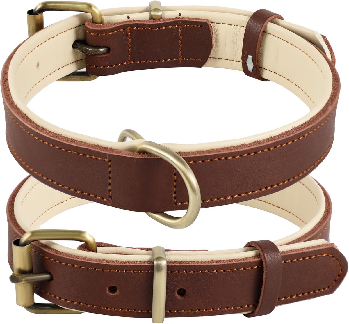Thijox - Hondenhalsband van Leer - Robuuste en Comfortabele Hondenhalsband in Diverse Maten en Kleuren - Echte Lederen Hondenhalsband van 25 tot 57 cm