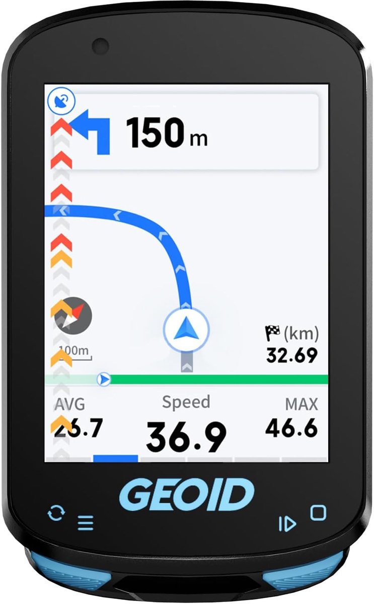 SnelShoppen - Geoid CC600 GPS Fietscomputer met 2,4 inch Kleurenbeeldscherm, Draadloos, Waterdicht, Fietssnelheidsmeter, Navigatie, Wifi, Bluetooth en