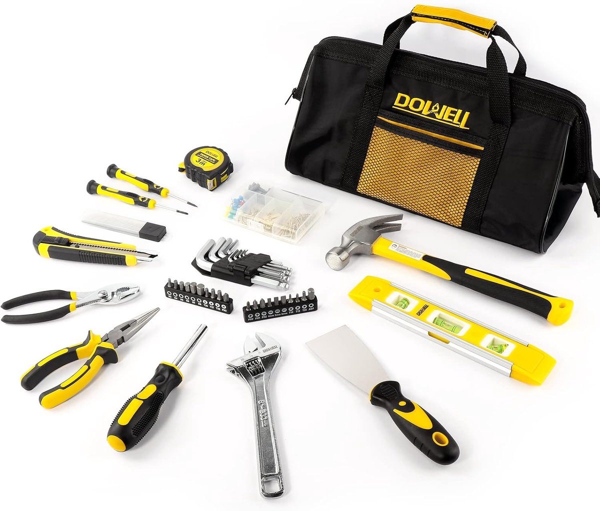 SnelShoppen - Complete 146PCS Huishoudelijke Tool Set met 14-Inch Opbergtas, Handgereedschap voor Klussen, Reparaties, Onderhoud, en DIY Projecten
