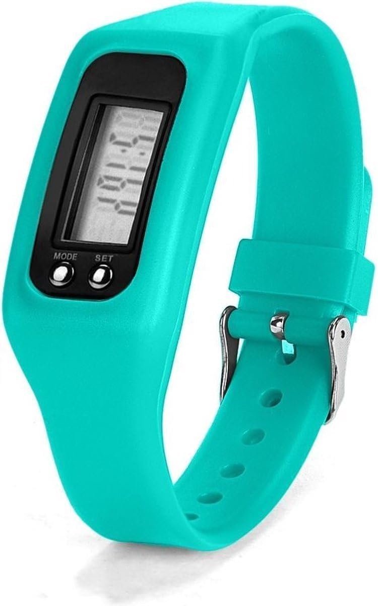 SnelShoppen - Stappenteller Groen - Digitale Stappen Teller met Calorieënmeter en Afstandmeter - Waterdicht met Siliconen Bandje voor Gezondheid en Di