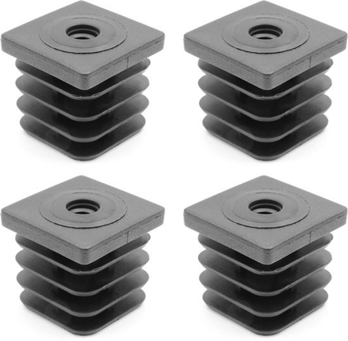 4 x Schroefdraadstop - Instelstop - Voetdoppen voor 40x40 mm Vierkante Buizen - M8 Binnenmaat - Draaglast 200 kg