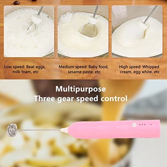 Melkopschuimer, eiklopper, huishoudelijke miniblender, multifunctionele elektrische blender, draagbaar, draadloos schuim - roze van Merkloos — afbeelding 3