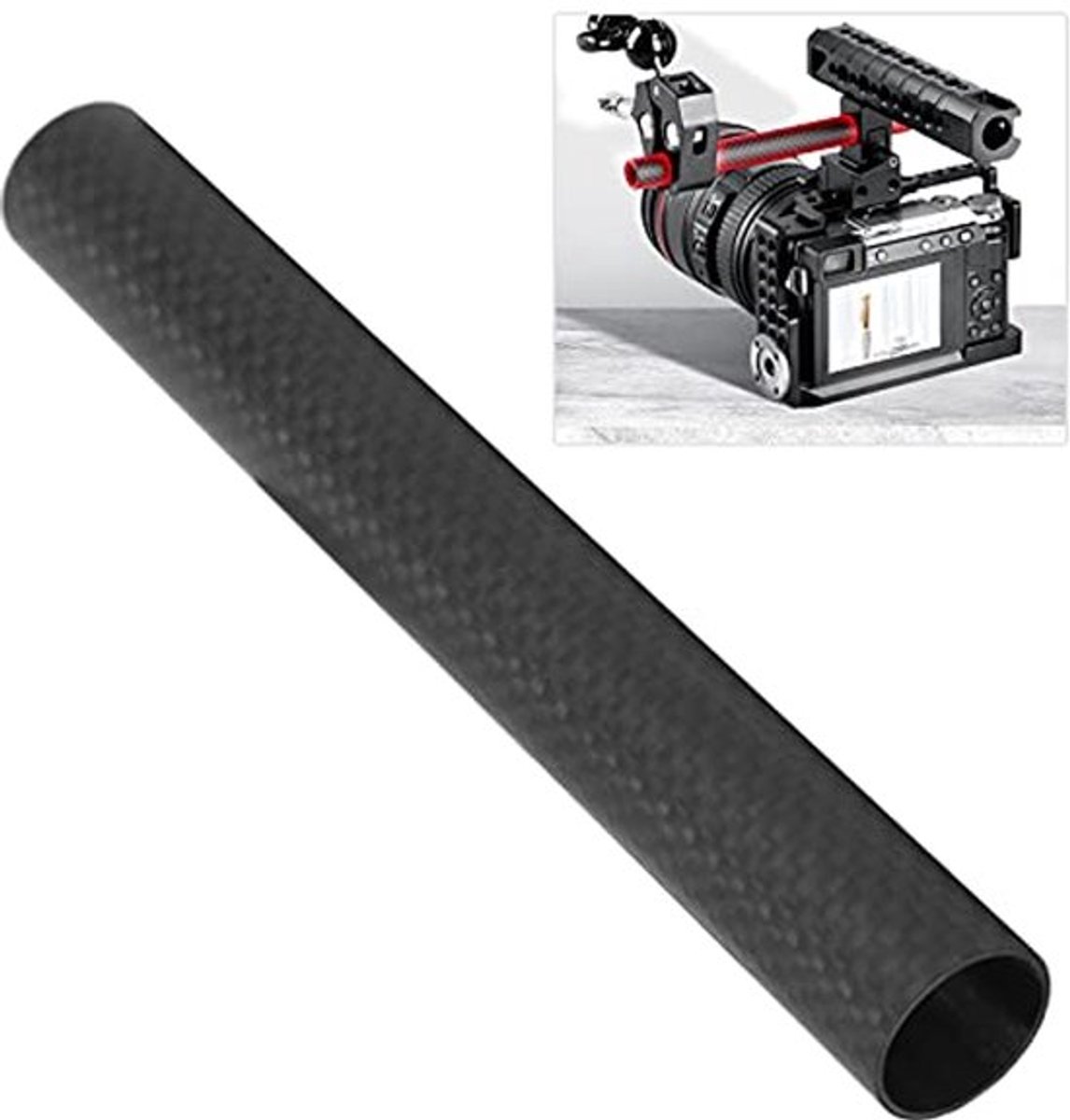 Carbon Fiber Tube Rod voor Diameter 19mm Rod Rail Systeem Follow Focus Camera Cage Kit voor Camera Foto Diameter 19mm Rod Rail Systeem Tube:(15cm)