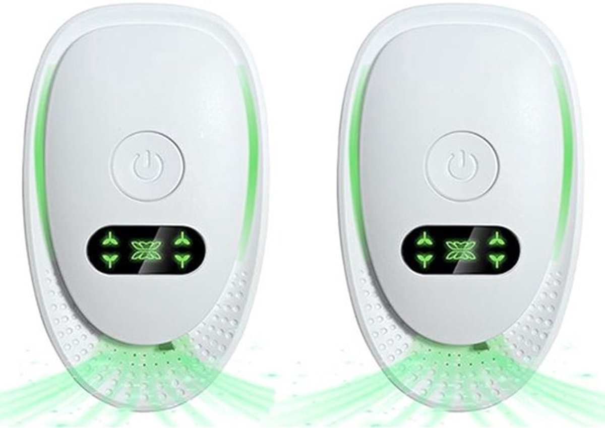 Luchtreiniger - Luchtzuiveraar - Plug-in luchtreiniger met negatieve ionen - 2-pack luchtreinigers met ionisator - Luchtverfrisser - Luchtreiniger slaapkamer - Luchtreiniger voor thuis - Voor slaapkamers en badkamers – 8,8 x 5,6 x 6,3 cm – wit