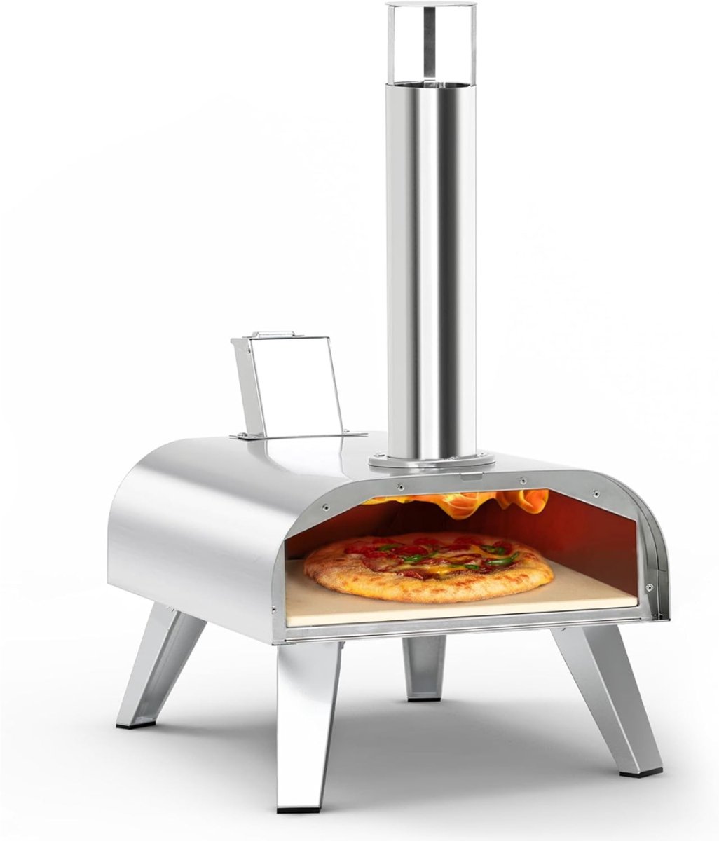 KIRA® Pizza Oven Buiten - Pizza Maker Portable - Roestvrijstalen Pizzagrill - Zilver - 54cm x 36cm x 61cm